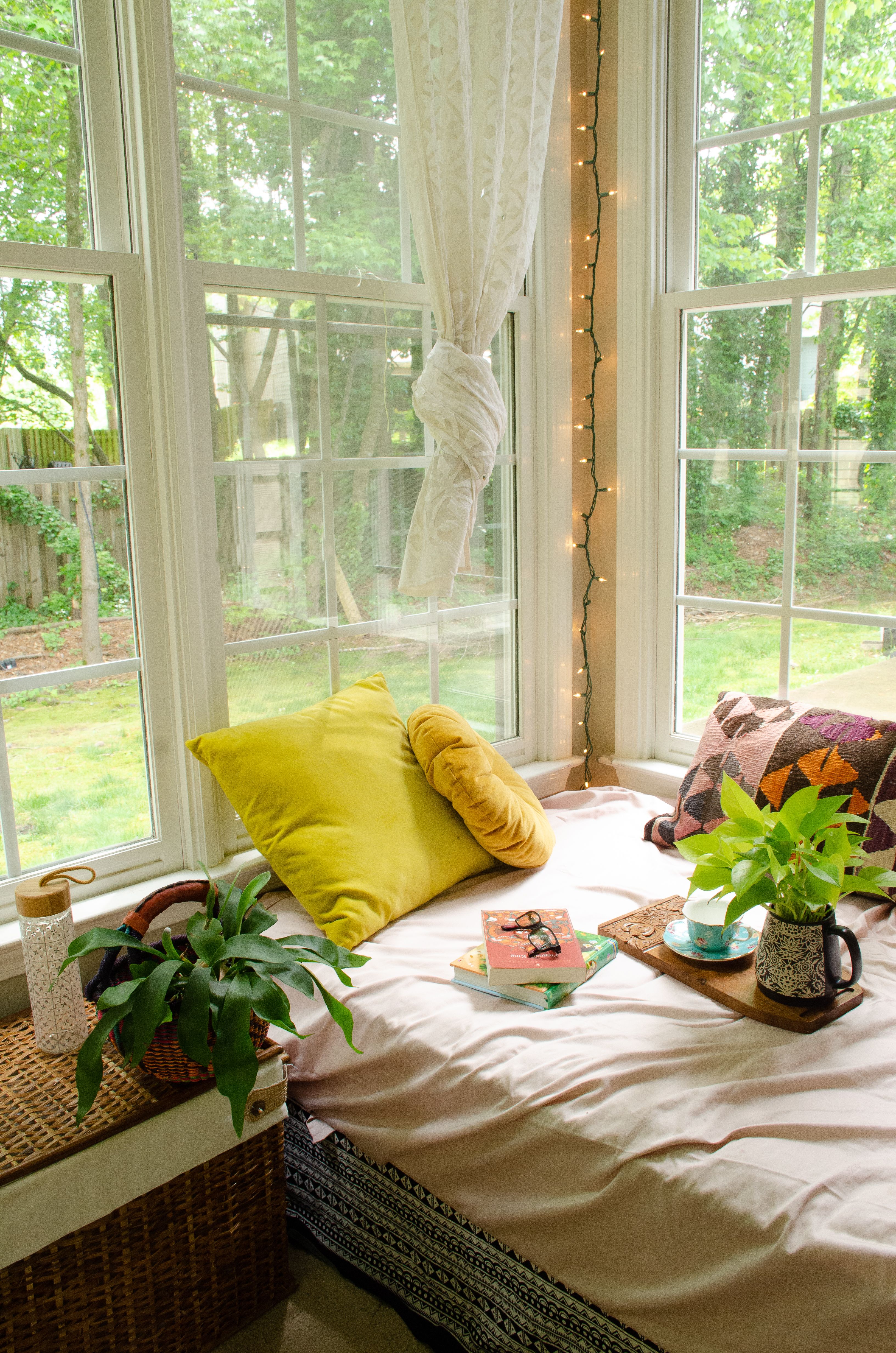 Sunlit quiet interior corner styled for calm breathing breaks